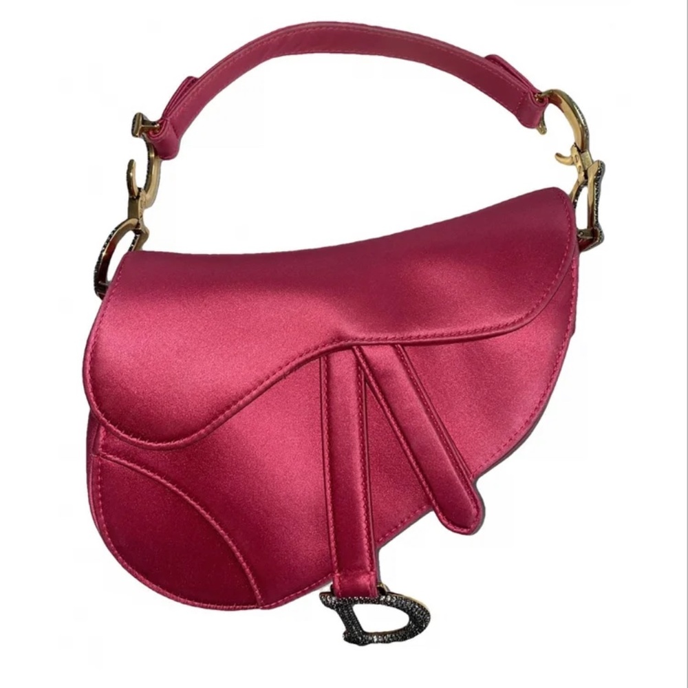 Christian Dior Satin Crystal Saddle Bag